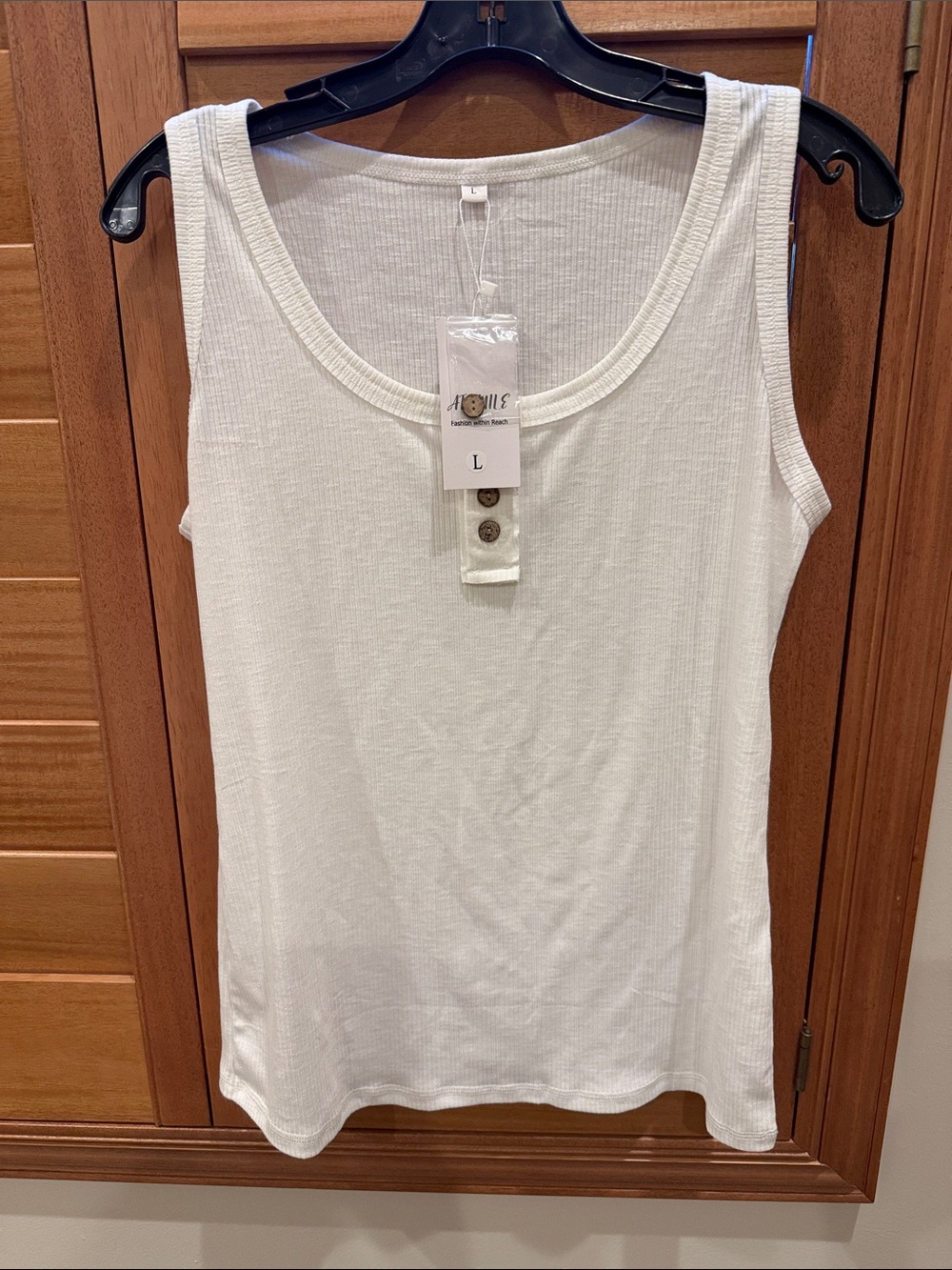 NWT ATHMILE White Ribbed Tank Top with Button Placket